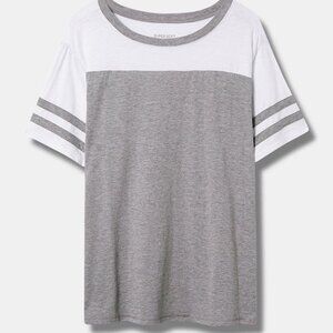 Super Soft Slub Boat Neck Elbow Sleeve Varsity Tee